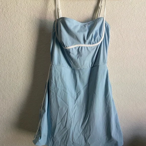 West Fade Light Blue Contrast Piping Pickleball Tennis Sporty New Mini Dress XS - Picture 3 of 16